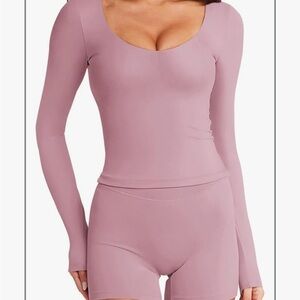 Butterysoft Long Sleeve Pink shirt with built-in bra
